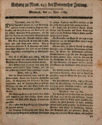 Bayreuther Zeitung Montag 30. November 1789