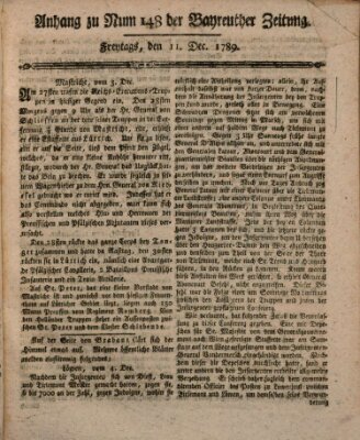 Bayreuther Zeitung Freitag 11. Dezember 1789