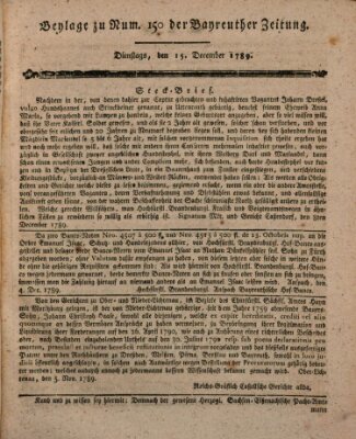 Bayreuther Zeitung Dienstag 15. Dezember 1789