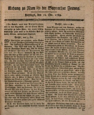 Bayreuther Zeitung Freitag 18. Dezember 1789