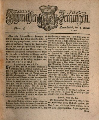 Bayreuther Zeitung Samstag 9. Januar 1790