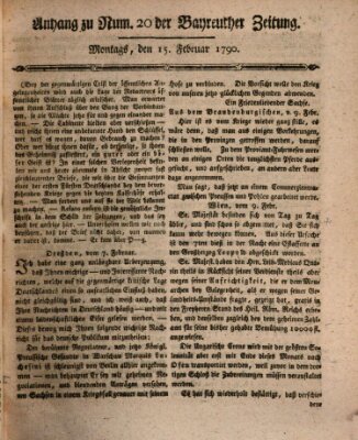 Bayreuther Zeitung Montag 15. Februar 1790