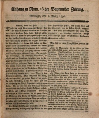 Bayreuther Zeitung Montag 1. März 1790