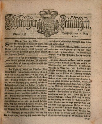 Bayreuther Zeitung Dienstag 2. März 1790