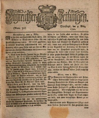 Bayreuther Zeitung Dienstag 9. März 1790