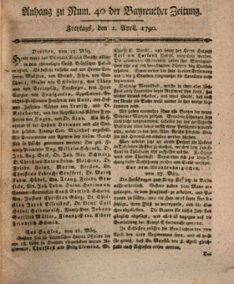 Bayreuther Zeitung Freitag 2. April 1790