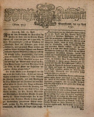 Bayreuther Zeitung Samstag 24. April 1790