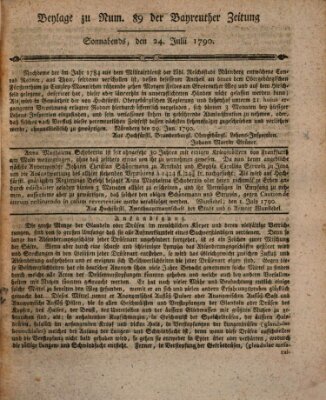 Bayreuther Zeitung Samstag 24. Juli 1790