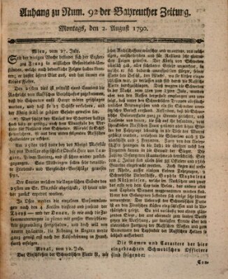 Bayreuther Zeitung Montag 2. August 1790