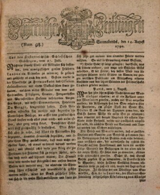 Bayreuther Zeitung Samstag 14. August 1790