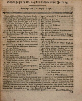 Bayreuther Zeitung Dienstag 31. August 1790