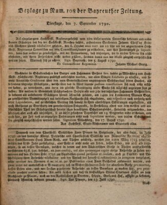 Bayreuther Zeitung Dienstag 7. September 1790