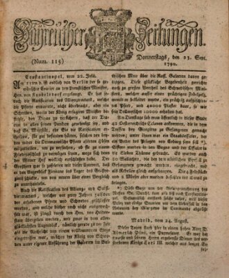 Bayreuther Zeitung Donnerstag 23. September 1790