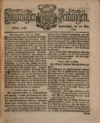 Bayreuther Zeitung Donnerstag 30. September 1790