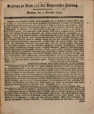 Bayreuther Zeitung Dienstag 2. November 1790