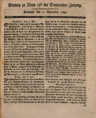 Bayreuther Zeitung Freitag 12. November 1790