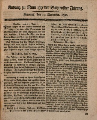 Bayreuther Zeitung Freitag 19. November 1790