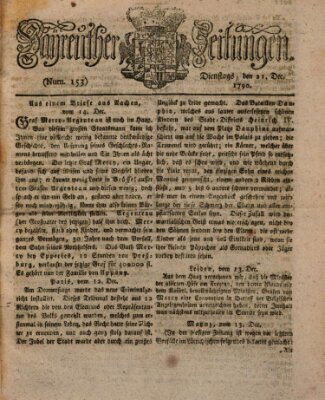 Bayreuther Zeitung Dienstag 21. Dezember 1790