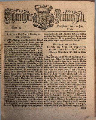 Bayreuther Zeitung Dienstag 11. Januar 1791