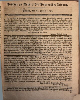 Bayreuther Zeitung Dienstag 11. Januar 1791