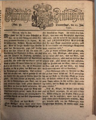 Bayreuther Zeitung Donnerstag 20. Januar 1791