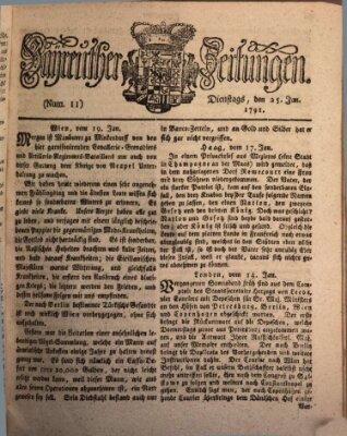 Bayreuther Zeitung Dienstag 25. Januar 1791