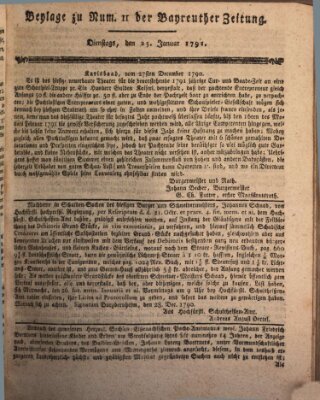 Bayreuther Zeitung Dienstag 25. Januar 1791