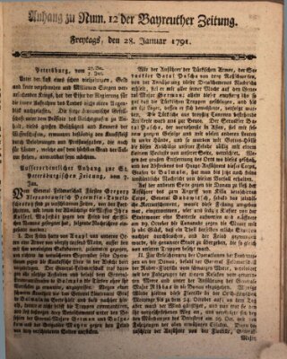 Bayreuther Zeitung Freitag 28. Januar 1791