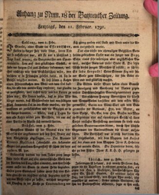 Bayreuther Zeitung Freitag 11. Februar 1791