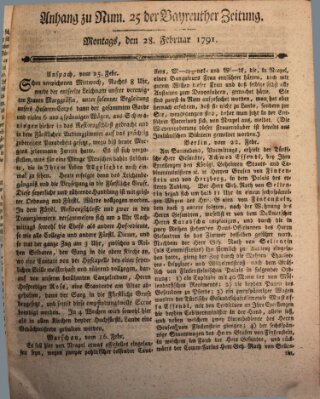 Bayreuther Zeitung Montag 28. Februar 1791