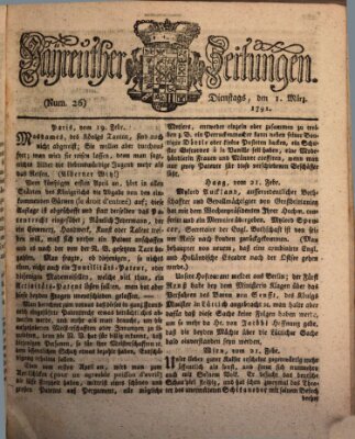 Bayreuther Zeitung Dienstag 1. März 1791