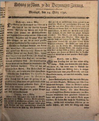 Bayreuther Zeitung Montag 14. März 1791