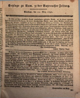 Bayreuther Zeitung Dienstag 22. März 1791