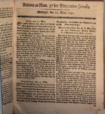 Bayreuther Zeitung Montag 28. März 1791