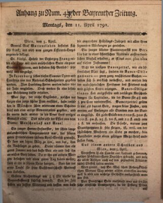 Bayreuther Zeitung Montag 11. April 1791