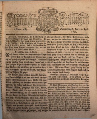 Bayreuther Zeitung Donnerstag 21. April 1791