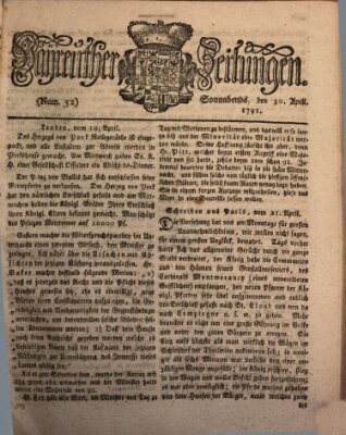 Bayreuther Zeitung Samstag 30. April 1791