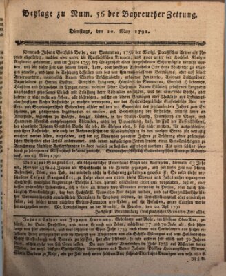 Bayreuther Zeitung Dienstag 10. Mai 1791