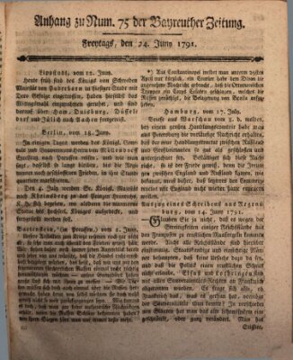 Bayreuther Zeitung Freitag 24. Juni 1791