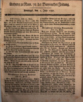 Bayreuther Zeitung Freitag 1. Juli 1791