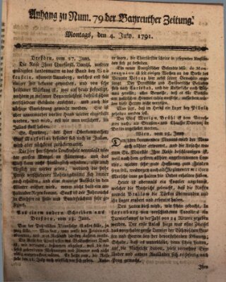 Bayreuther Zeitung Montag 4. Juli 1791