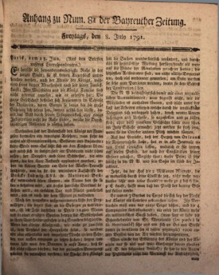 Bayreuther Zeitung Freitag 8. Juli 1791