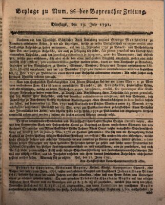 Bayreuther Zeitung Dienstag 19. Juli 1791