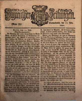 Bayreuther Zeitung Samstag 23. Juli 1791