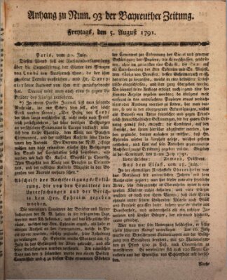 Bayreuther Zeitung Freitag 5. August 1791