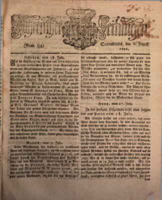 Bayreuther Zeitung Samstag 6. August 1791