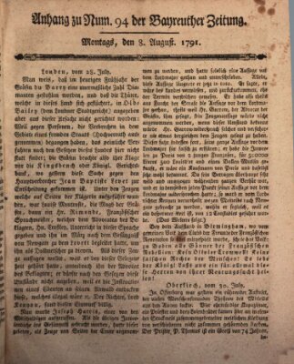 Bayreuther Zeitung Montag 8. August 1791