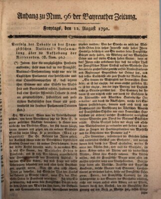 Bayreuther Zeitung Freitag 12. August 1791