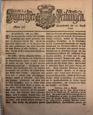 Bayreuther Zeitung Samstag 13. August 1791