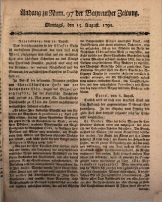 Bayreuther Zeitung Montag 15. August 1791